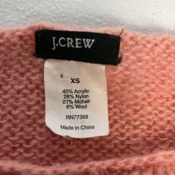 J. Crew Sweater Rose Pink Mohair Wool Blend Cable Knit Long Sleeve Crewneck XS - Picture 10 of 11